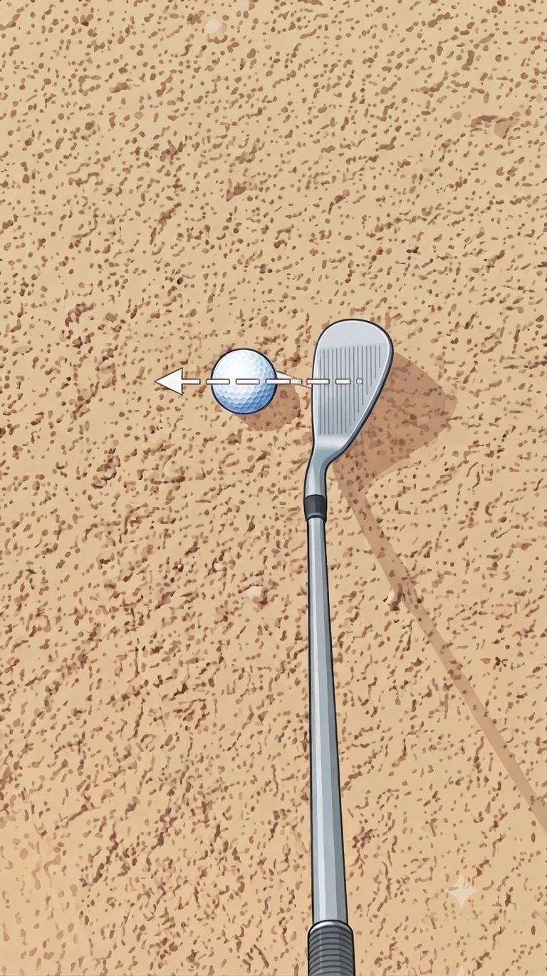 A square face digs into the sand instead of sliding under the ball