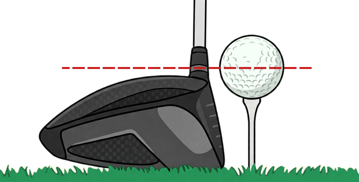 Ball sits too high above the crown, bringing contact up near the top of the face