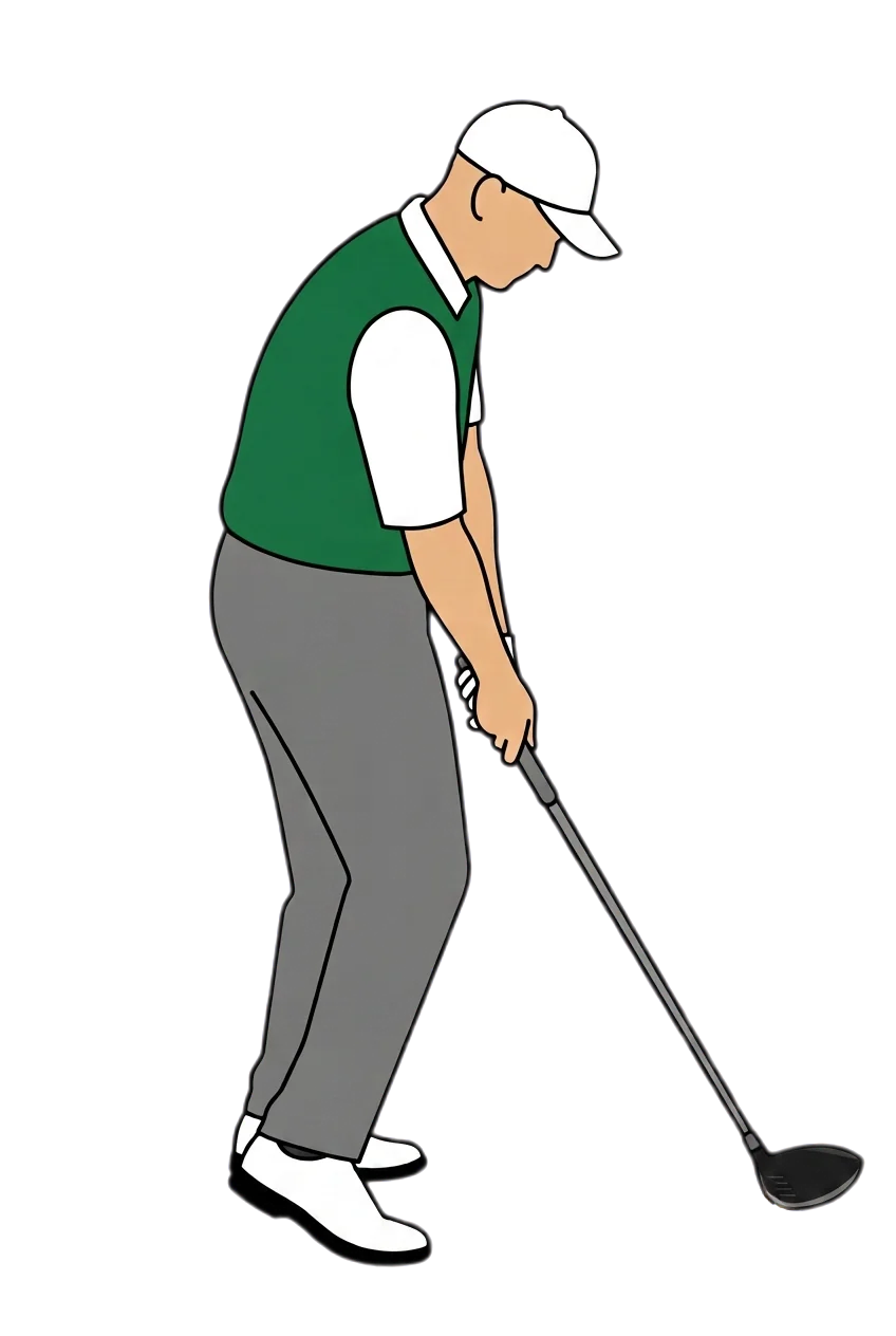 Standing up through the downswing changes where the club is pointed at impact