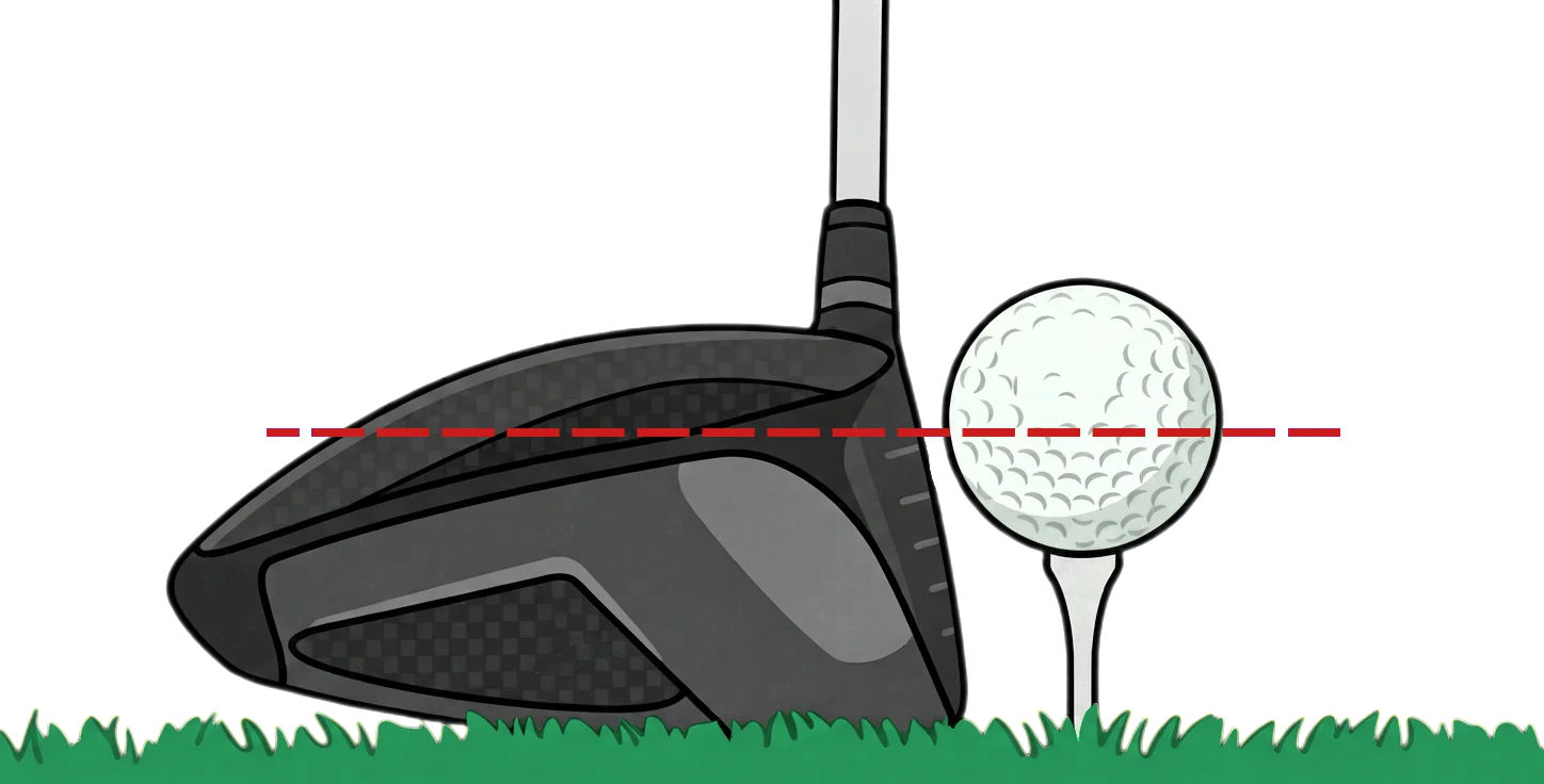 Ball sits below the crown, the top edge can catch the top half of the ball
